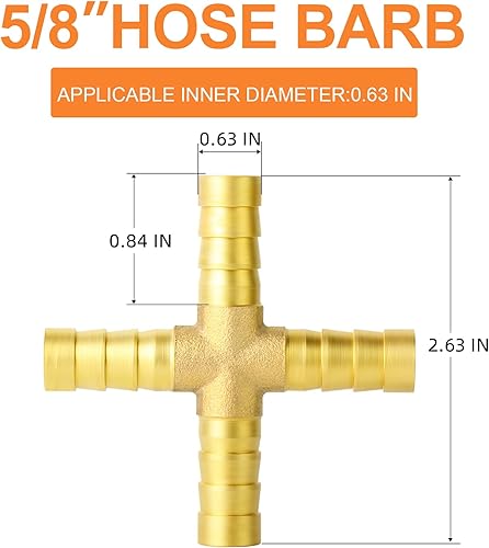 Miniatura 55 de GASHER 2 piezas de latón manguera de púas de manguera, accesorio de manguera de 3 vías (3/4 pulgadas x 3/4 pulgadas x 3/4 pulgadas x 3/4 pulgadas)