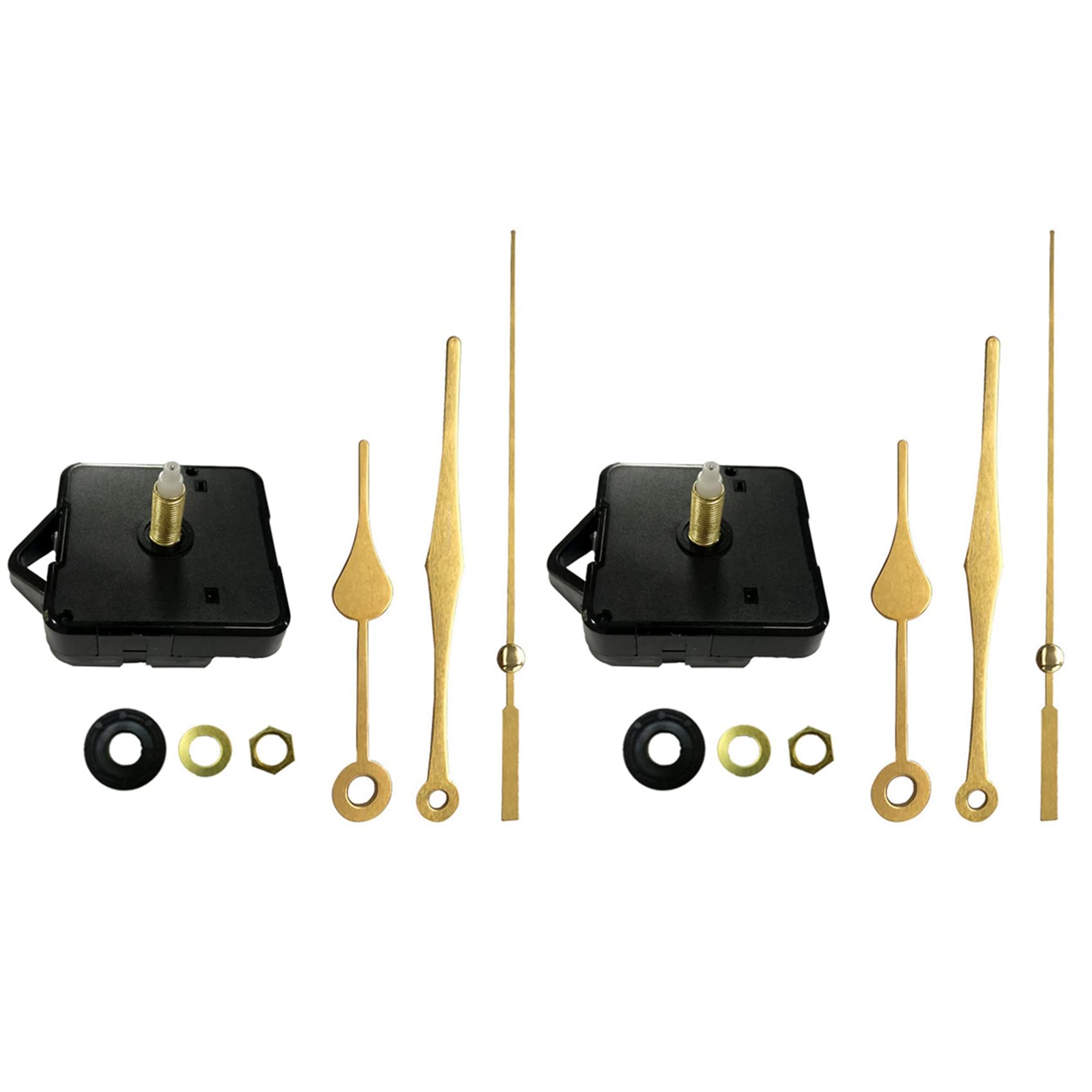 Hndhbfgrt 2X Non-Ticking Quartz DIY Wall Clock Movement Mechanism Kit with 6 Gold Silent Clock Repair Parts Replacement