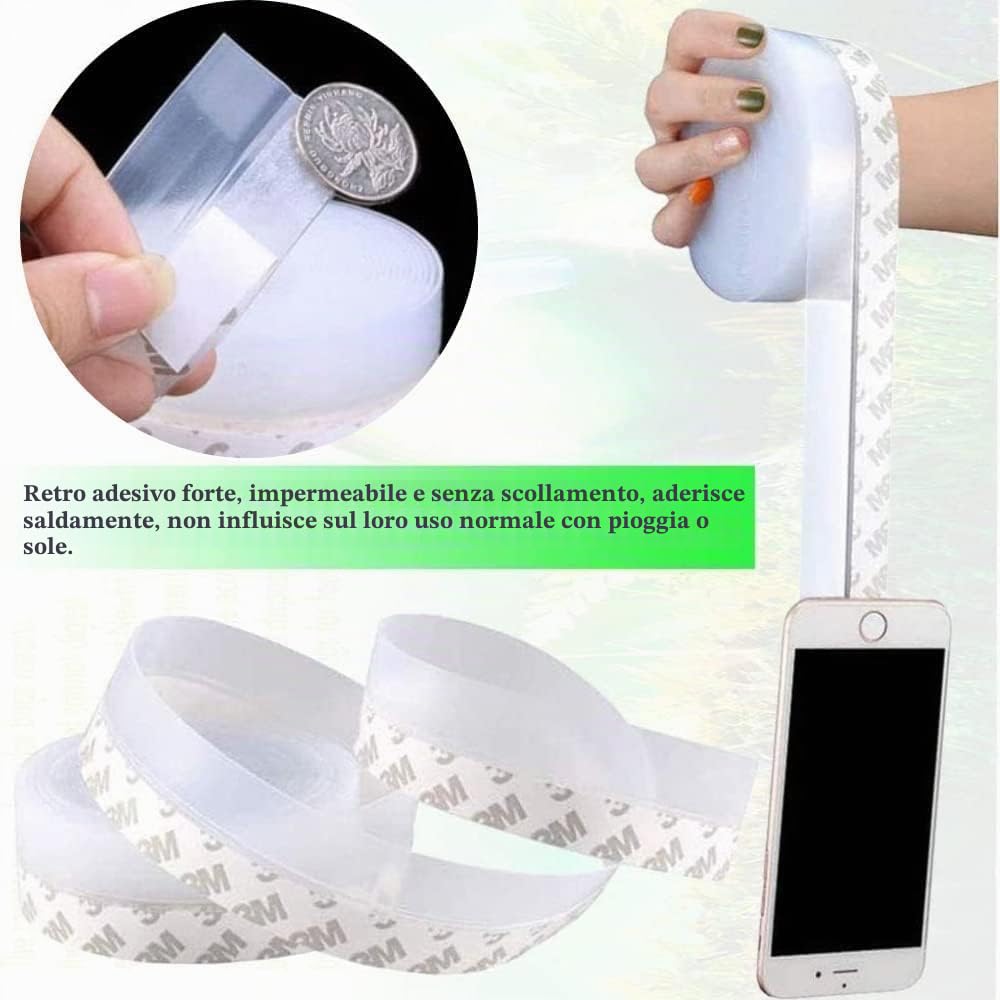 Guarnizione porta finestre in silicone trasparente adesiva 35mm per fessure fino a 20mm