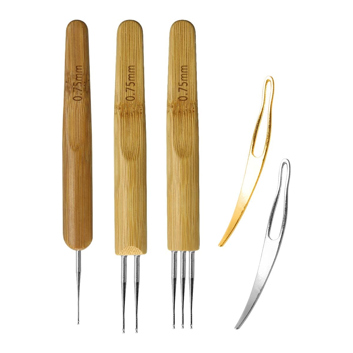 5Pcs Dreadlock Hook Tool Including 3Pcs Dreadlock Crochets and 2Pcs Hair Locking Tools, Jagowa Hair Crochet Needle for Braid Craft (0.75mm)