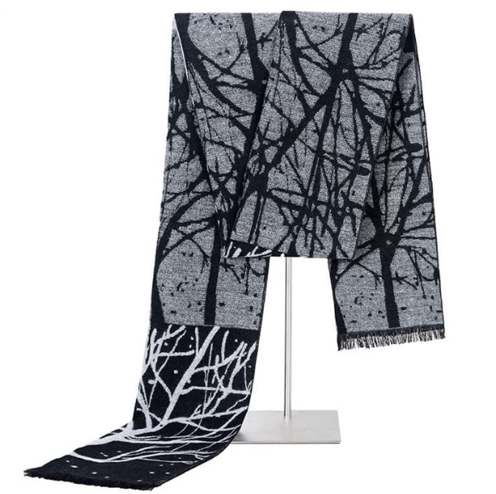 Fashions Black & White Tree Design Cashmere Mufflers Cum Scarves Cum Stoles Woolen Men and Women Casual Scarf Soft And Warm-image-10