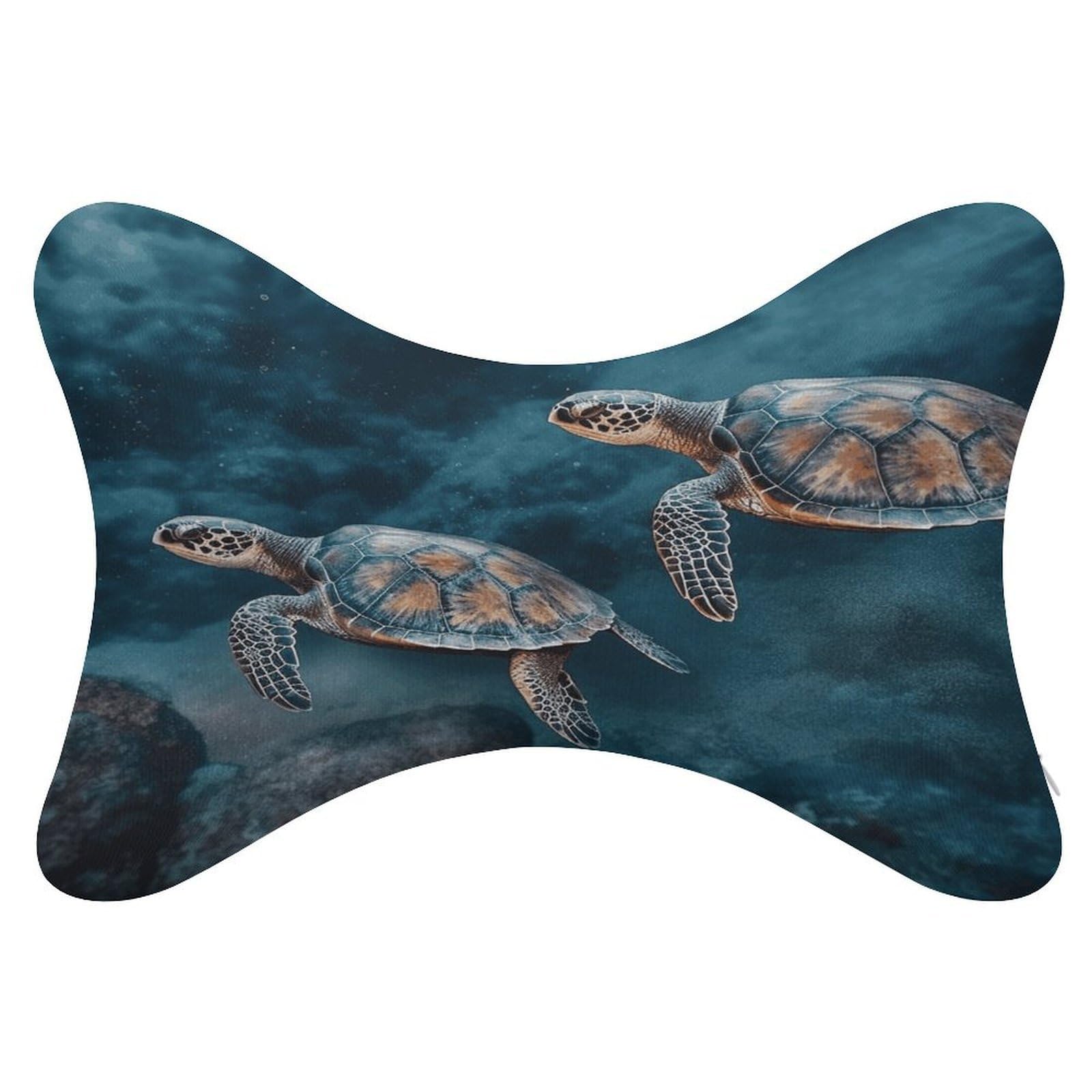 FekiLoot Turtle Swimming in The Sea Car Headrest Set of 2,Softness Memory Foam Car Neck Pillow with Breathable Removable Cover Car Neck Support Pillow Ergonomic for Driving, Office