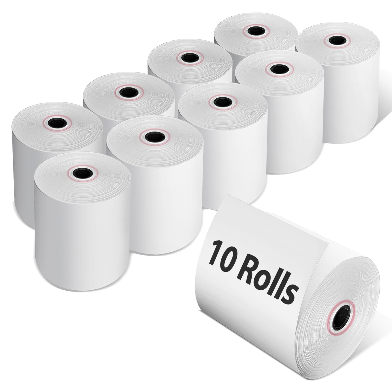 Papel Térmico 80x80x12 mm, 10 Rollos de Papel Tickets para Caja Registradora, Premium rollo termico para Impresora TPV Térmica de Ticket