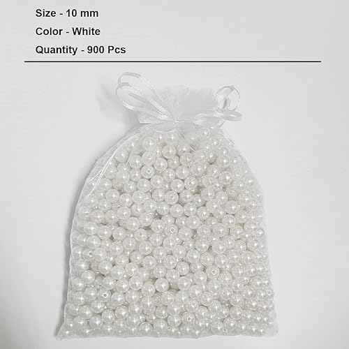 Miniatura 2 de Cuentas de perlas para hacer joyas y manualidades de bricolaje, 900 piezas de perlas de imitación de 0.394in con agujeros, cuentas de relleno de