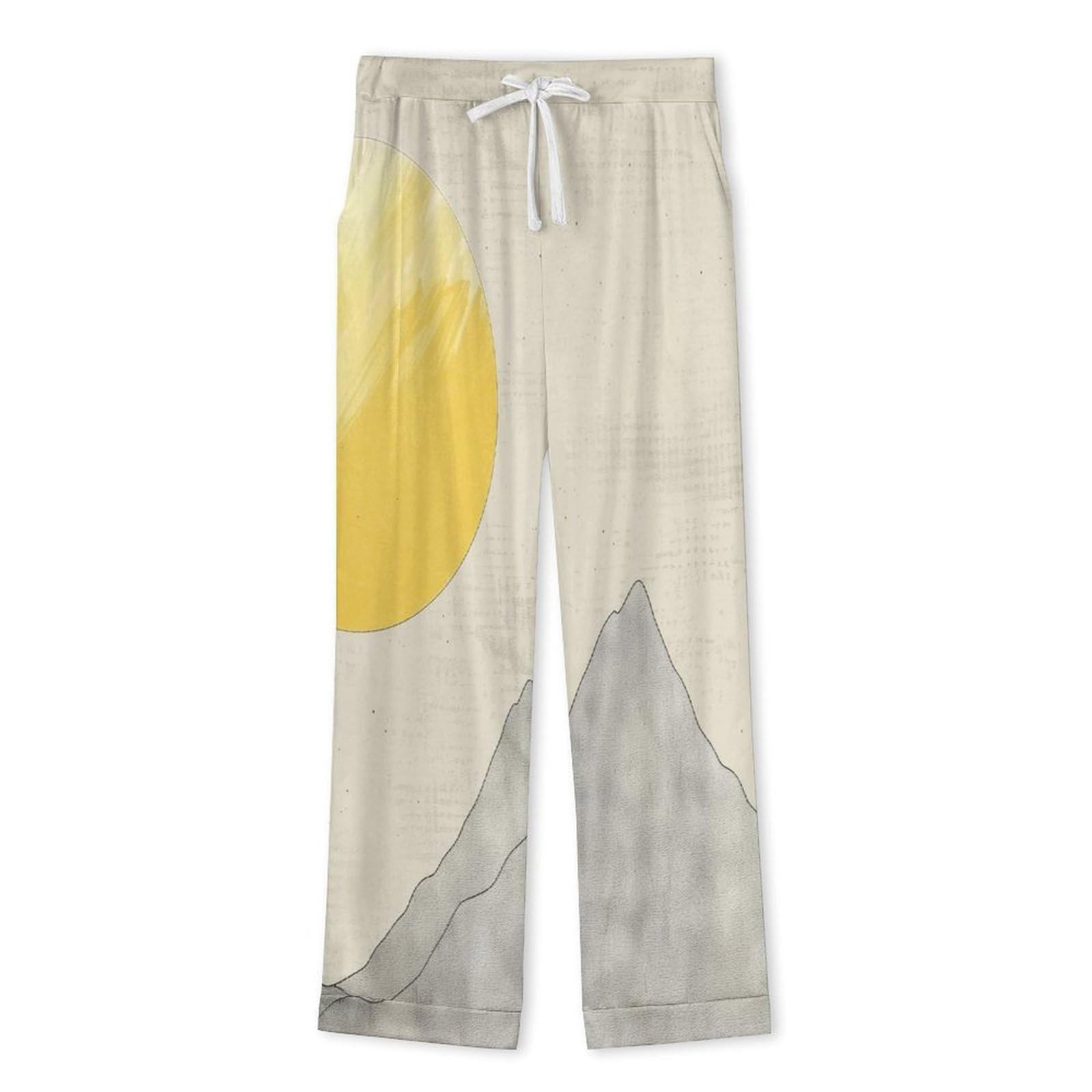 Pigiama Albicocca Uomo Cotone Biancheria da Notte Manica Lunga con Bottoni Coulisse Traspirante Montagne del Sole Set Pigiama Uomo Vestiti sopra e Giù
