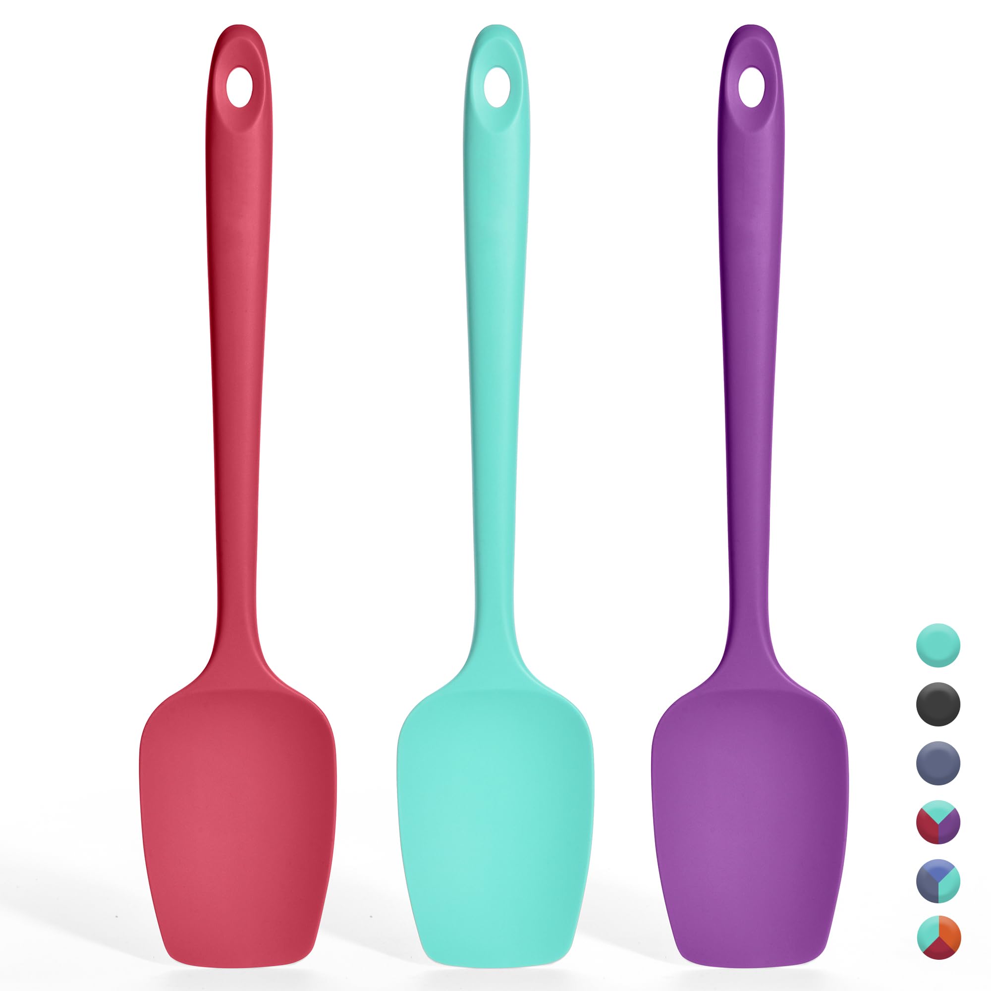 Ironberry Silicone Spoonula Set of 3: 600ºF Heat Resistant Food Grade Cooking & Baking Utensils, Kitchen Flexible Nonstick Rubber Pan Spoon Spatula for Mixing, Serving, Scooping (Color-3)
