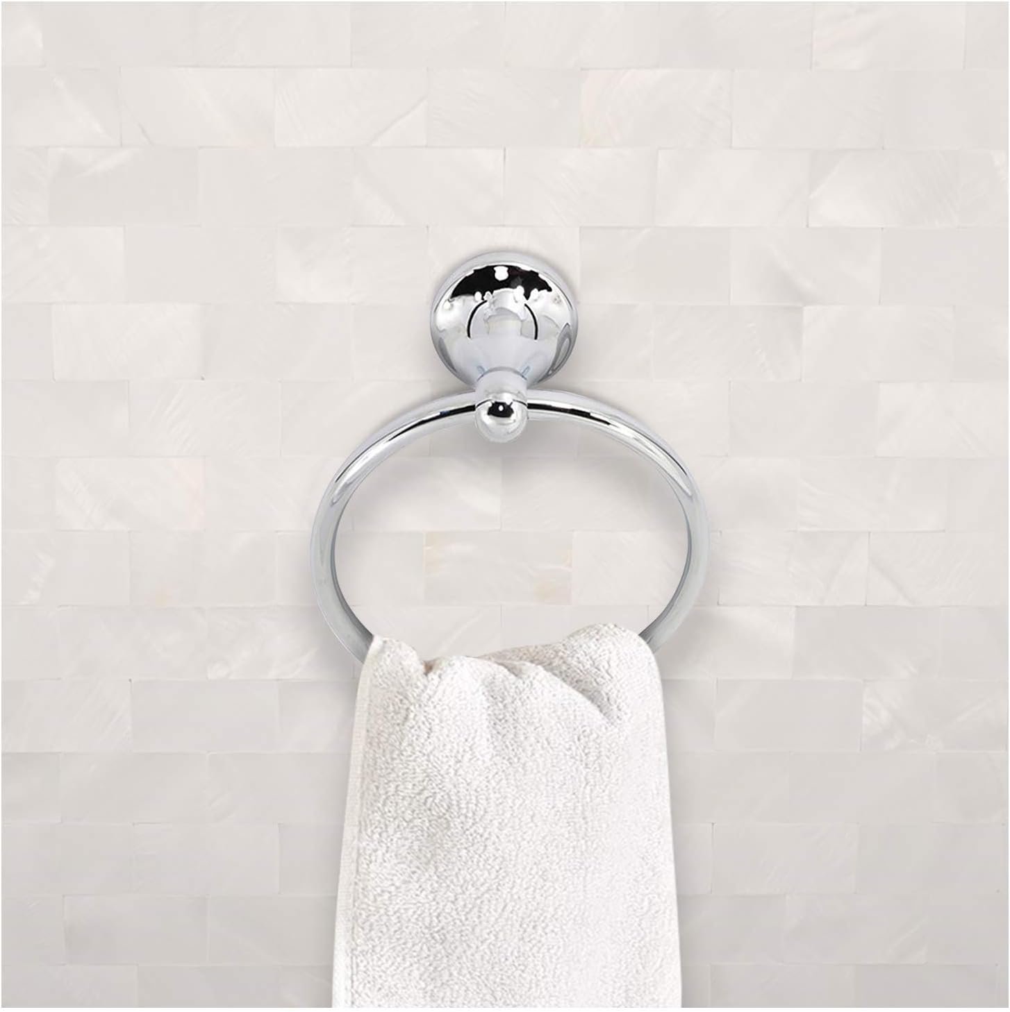 Nuk3y Vista Modern 4 Piece Bathroom Hardware Towel Bar Accessory Set (Chrome)