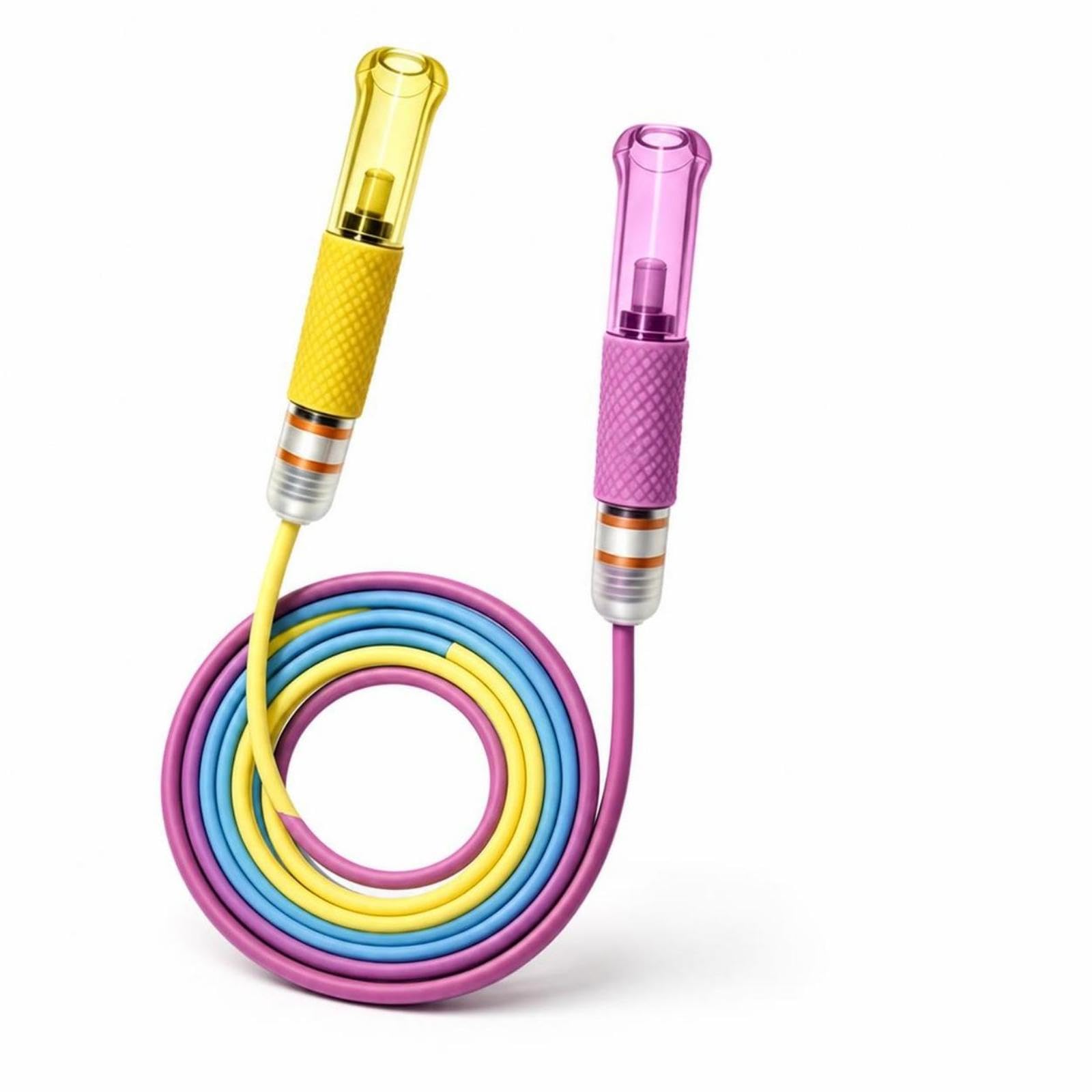 Ball Bearing Jump Rope Segmented Construction Anti-Untangling Jump Rope Diamond Texture Yellow Pink 2.5M-image-46