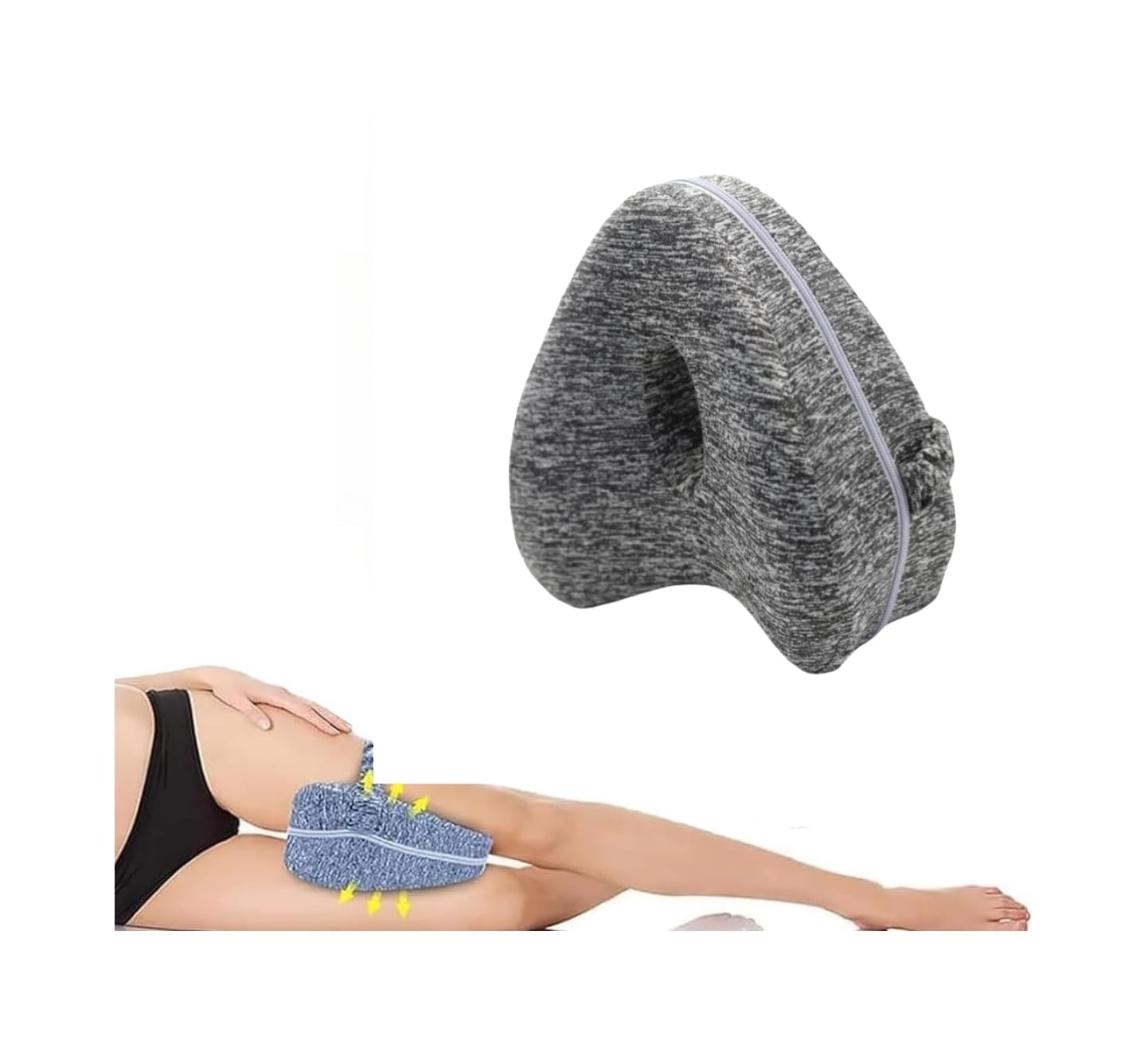 Gjfwqc Men's Gray Knee Pillow, Memory Foam Wedge Pillow Leg Pillow For Side Sleeping, Leg Pain, Knees Pain, Joints Pain & Pregnancy Bed Leg Cushion For Side Sleepers (Gray)