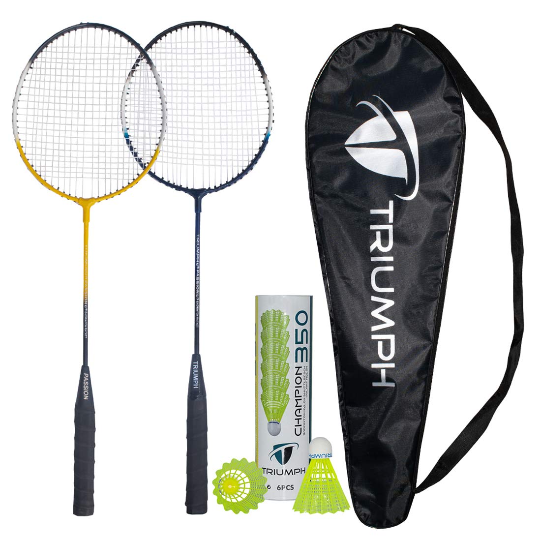 TRIUMPH Badminton Racquet, TRIUMPH Passion Badminton Racket Set- 2 Pc Badminton Racket with 6 Pc TRIUMPH CHAMPION-350 Nylon Shuttlecock and Full Racket Cover to Carry Both Rackets, Perfect for Adults-image-16