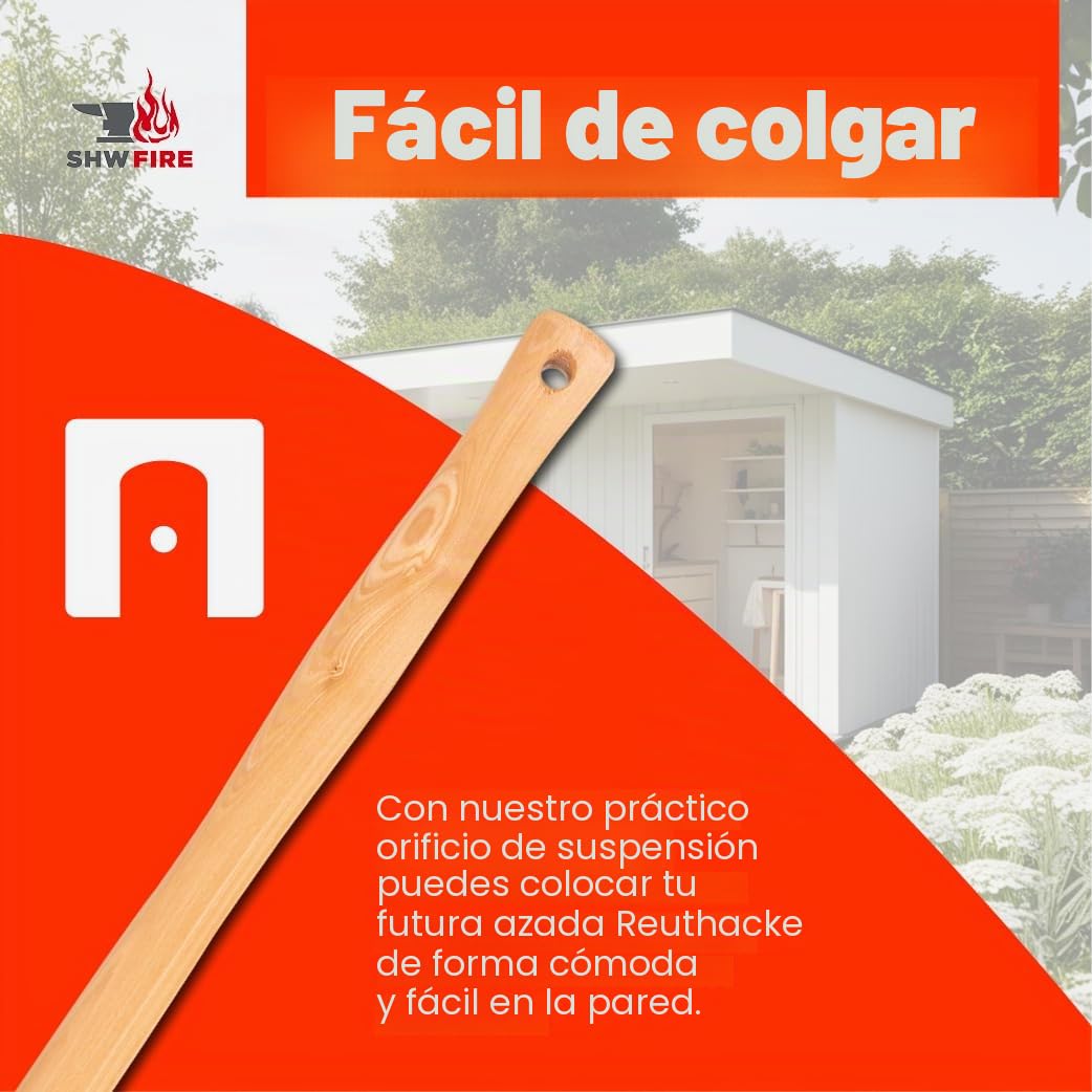 Azada de mano, azada forjada estable para el jardín, hoja ancha y corazón, mango ergonómico corto de 40 cm de SHW-FIRE