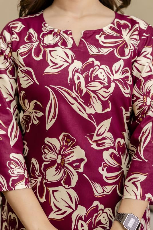 Image of New Rayon Floral Printed Regular Tunic Top for Women | Women Formal Top