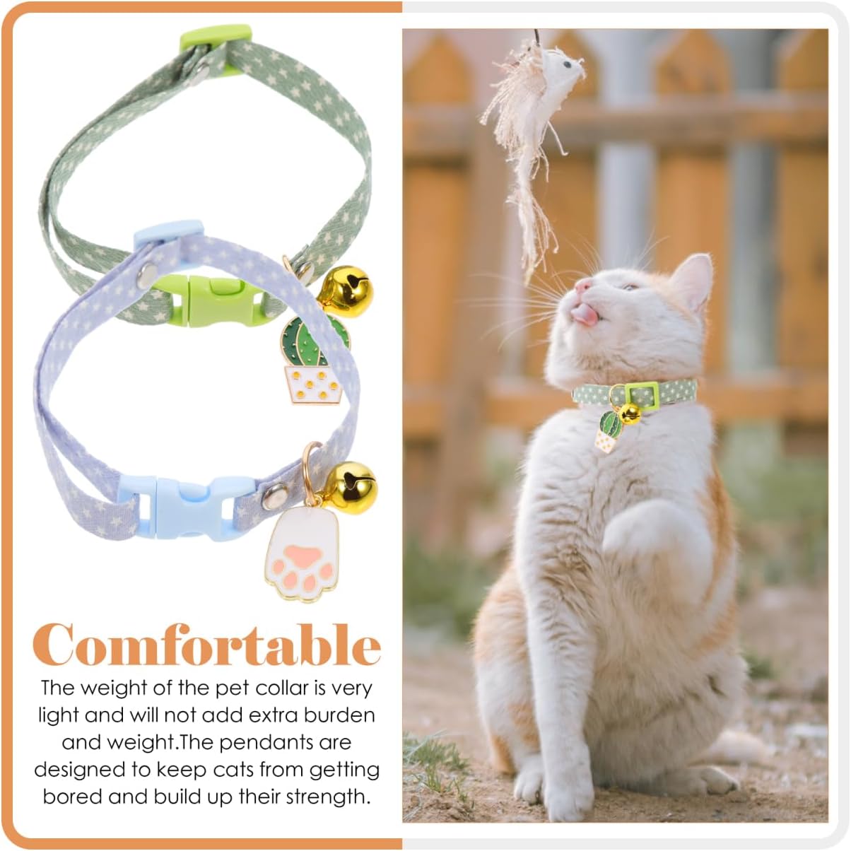 TOYANDONA 2pcs Breakaway Cat Collars Adjustable Cotton and Polyester for image 4