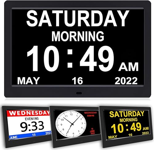 Miniatura 9 de AINFTIME Reloj DST con día y fecha para ancianos, 3 pantallas, calendario digital, alarma, día, demencia, Alzheimer, reloj con pantalla extragrande