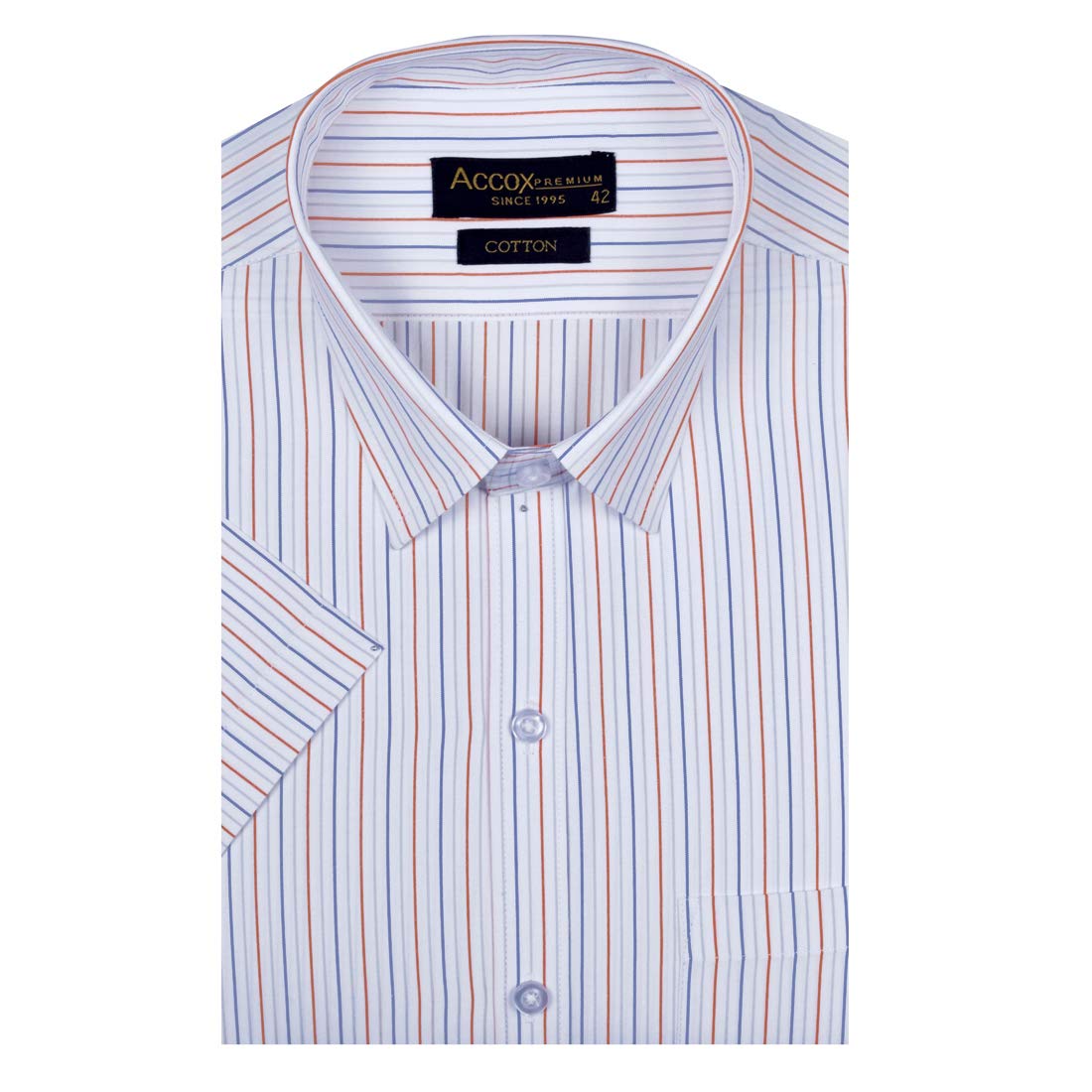 accox Men's Striped Half Sleeves Regular Fit Cotton Formal Checkred Shirts(GCR02)-picture-36