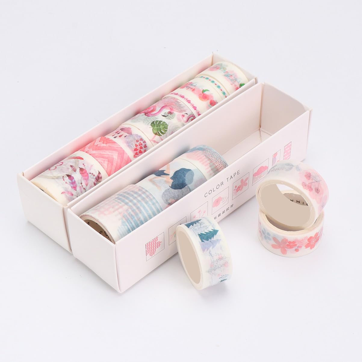 NUOBESTY 48rotoli Nastro Adesivo Carta Wasabi Per Scrapbooking e Decorazioni Di Adesivi Colorati Per Notebook e Diari Per Fai Da Te e Regali Creativi