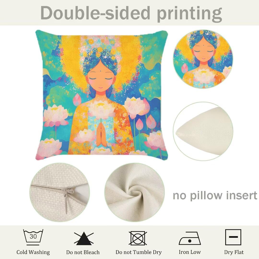 Fundas Cojines 50x50 cm Exterior Cojines Zen Fundas de Almohada Juego de 4, Cuadrados Funda Cojin Loto Almohadas con Cremallera Invisible, Cama Decorativos para Hogar, Jardín, Salón y Dormitorio Ym73