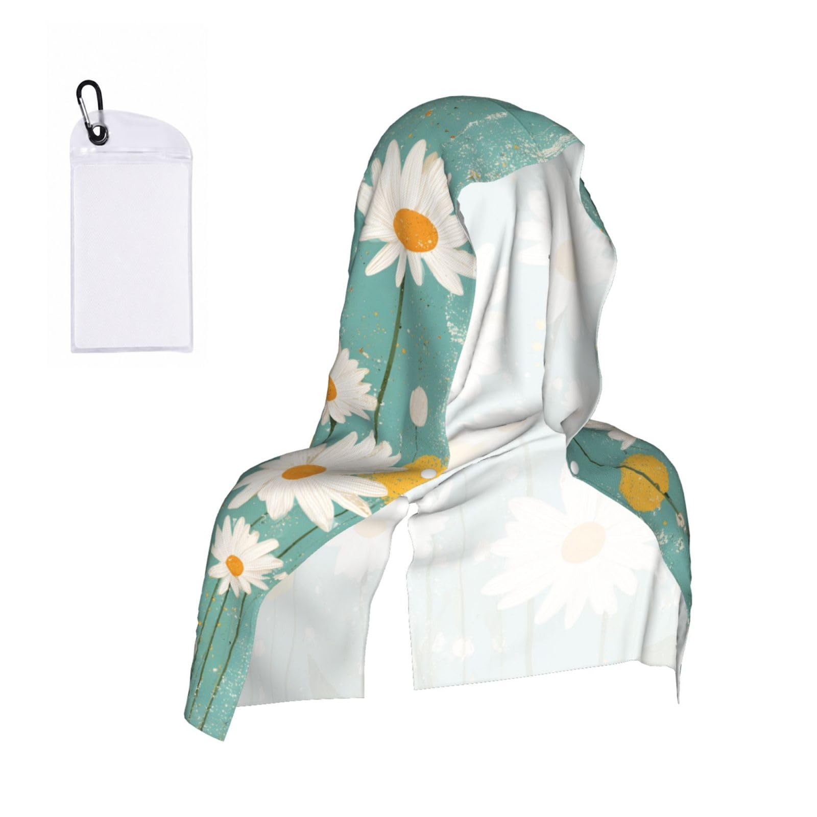 EZDLOWVBA Retro Daisy Print 2 Pack Cooling Hoodie Towels,Sports Headscarf, Neck Wrap Scarf,Breathable Cooling Towel For Neck And Face, Travel, Swimming, Training