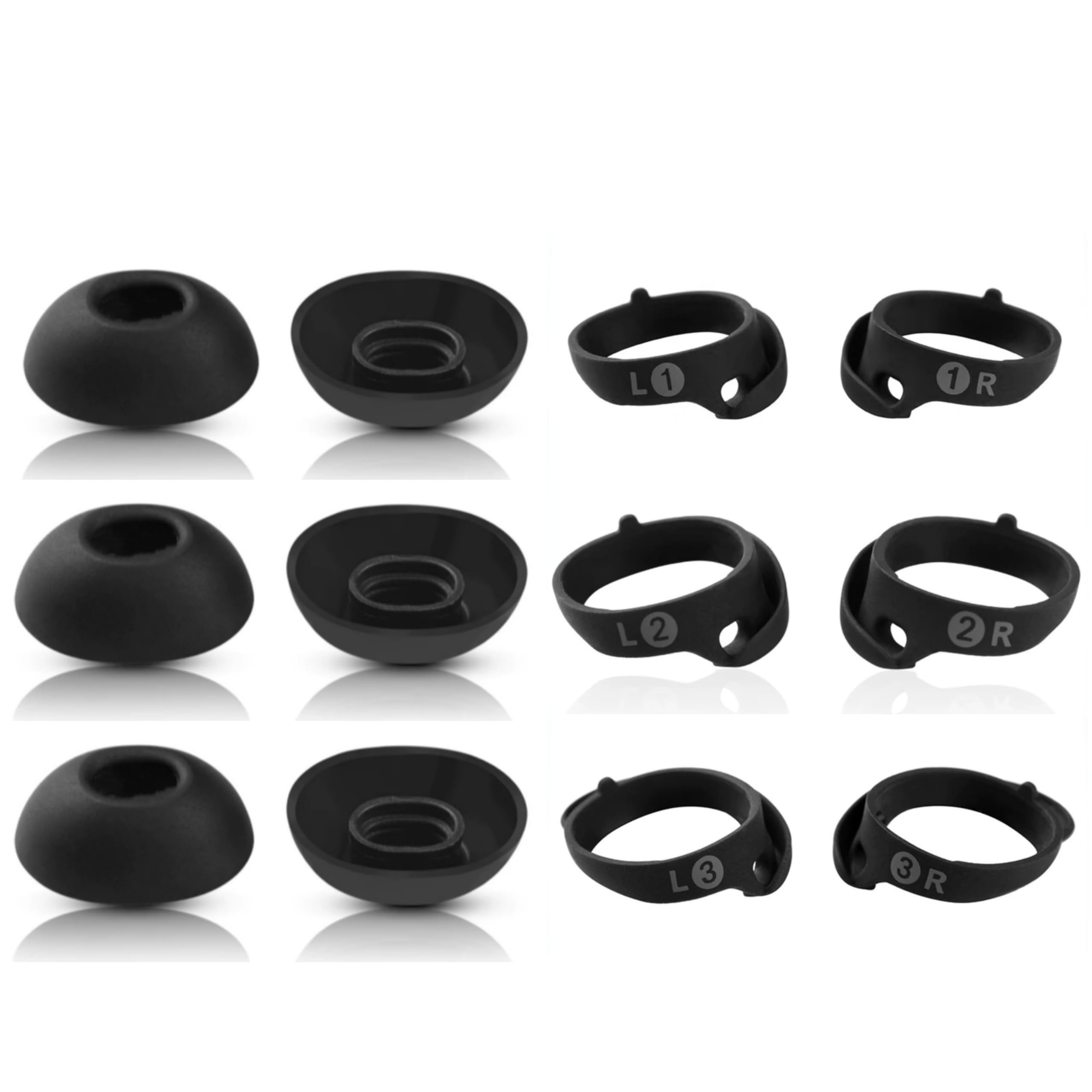 6 pares de almohadillas de repuesto para auriculares Bose QuietComfort Ultra (2023) y Bose QuietComfort II (2022) – Cubiertas antideslizantes de silicona para las puntas de las orejas, color negro