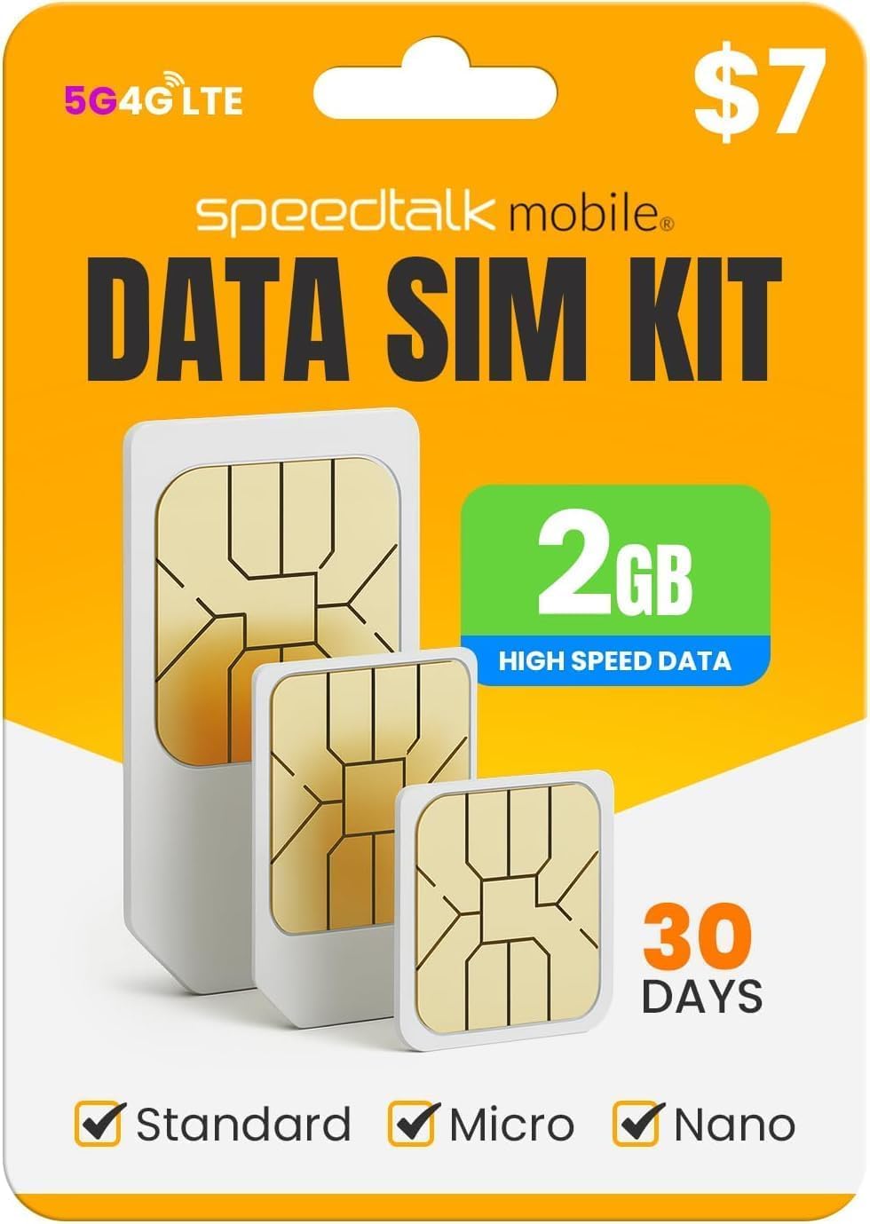 SpeedTalk Data Only SIM Card Prepaid USA Coverage | 2GB for 30 Days | 5G/ 4G LTE Network…