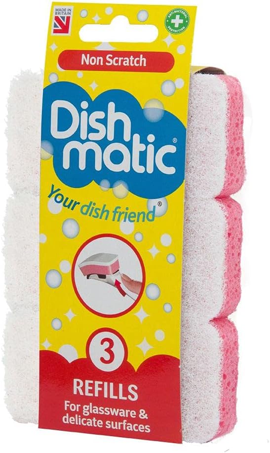Dishmatic Fillable Washing Up Brush and Sponge Value Pack, Includes