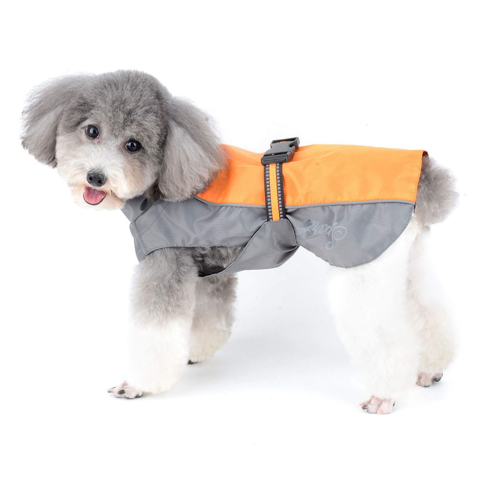 Zunea Small Dog Raincoat Waterproof Reflective Jacket Safty Parka Coat Windproof Lightweight Mesh Lined Vest Puppy Clothes Outdoor Hunting Hiking Apparel for Wet Days Orange M
