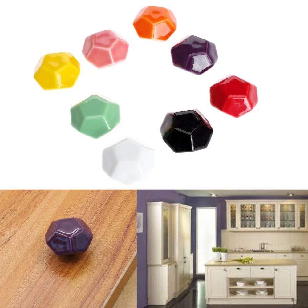 6 pomelli per cassetti, in ceramica, per mobili, cucina, camera da letto, ufficio, armadietti, porte, mobili, cassettiere, maniglie per armadi, guardaroba, decorazioni per la casa (viola)