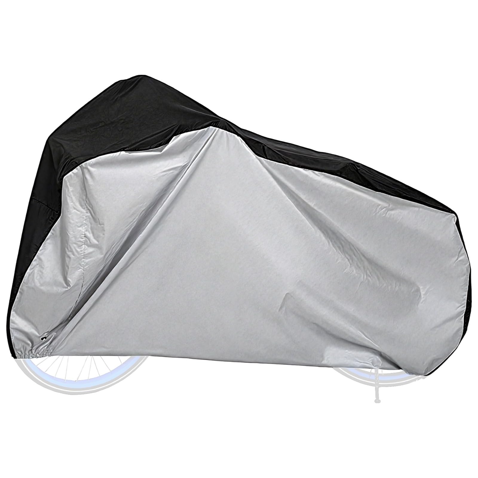 XL Cycle Cover, Fahrradhülle aus 210D Oxford-Gewebe, wasserdichte Abdeckung in Schwarz Silber für Fahrräder und E-Bikes, Staub- und Regenschutz für Außenlagerung, mit Schlossösen, tragbar