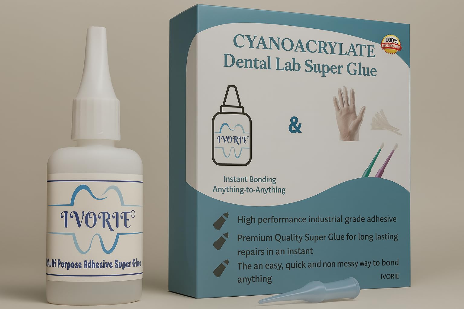 Ivorie Instant Bonding Glue Adhesive - Dental Lab (Thin - 1oz)