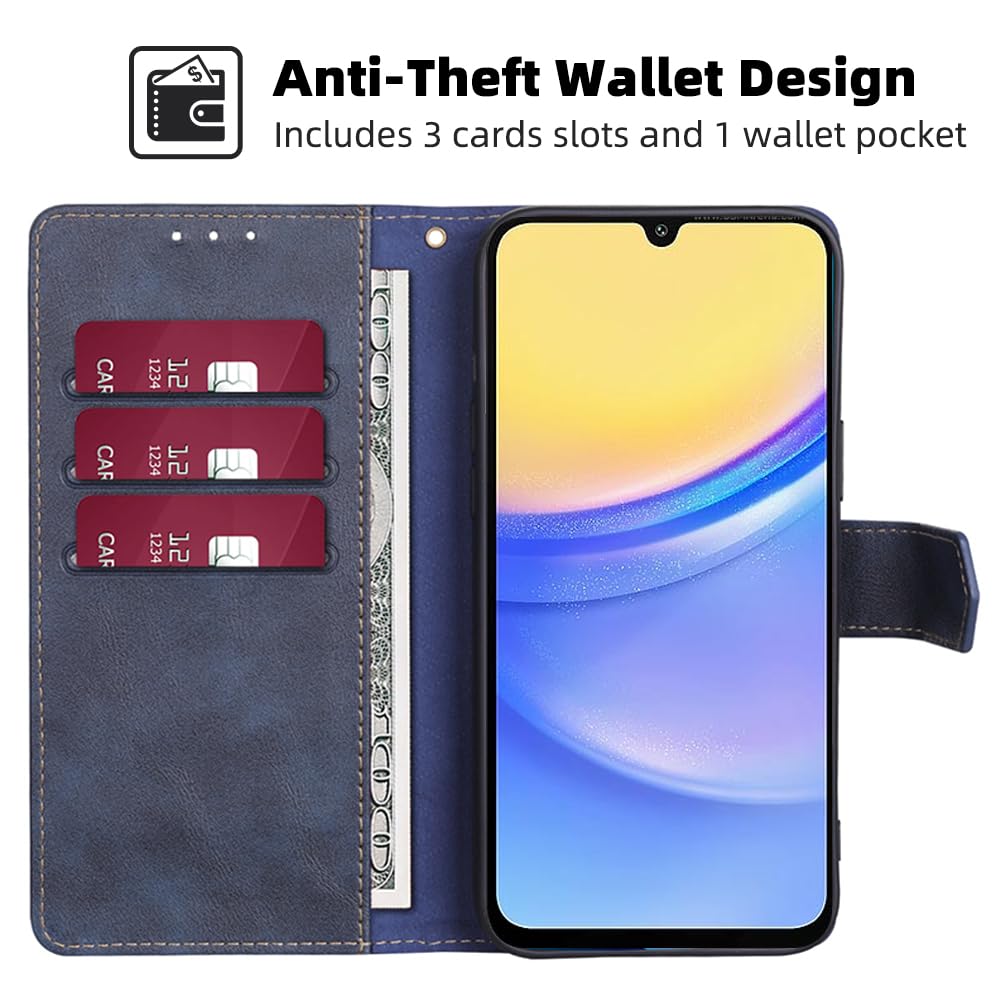 for Samsung Galaxy A15 5G / 4G Wallet case,PU Leather Flip Folio Case with Card Holder RFID Blocking Kickstand Shockproof Phone Cover for Galaxy A15 Case 6.5