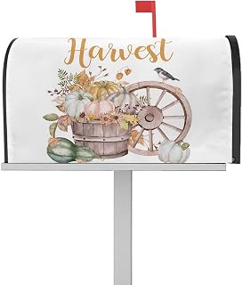 Mailbox Cover Magnetic Pumpkin Maple Leaf Fall Harvest Thanksgiving Mailbox Covers Standard Size 21x18in,Mailbox Covers Wrap Post Letter Box Cover for Garden Yard Outdoor Flower Berry Retro Basket