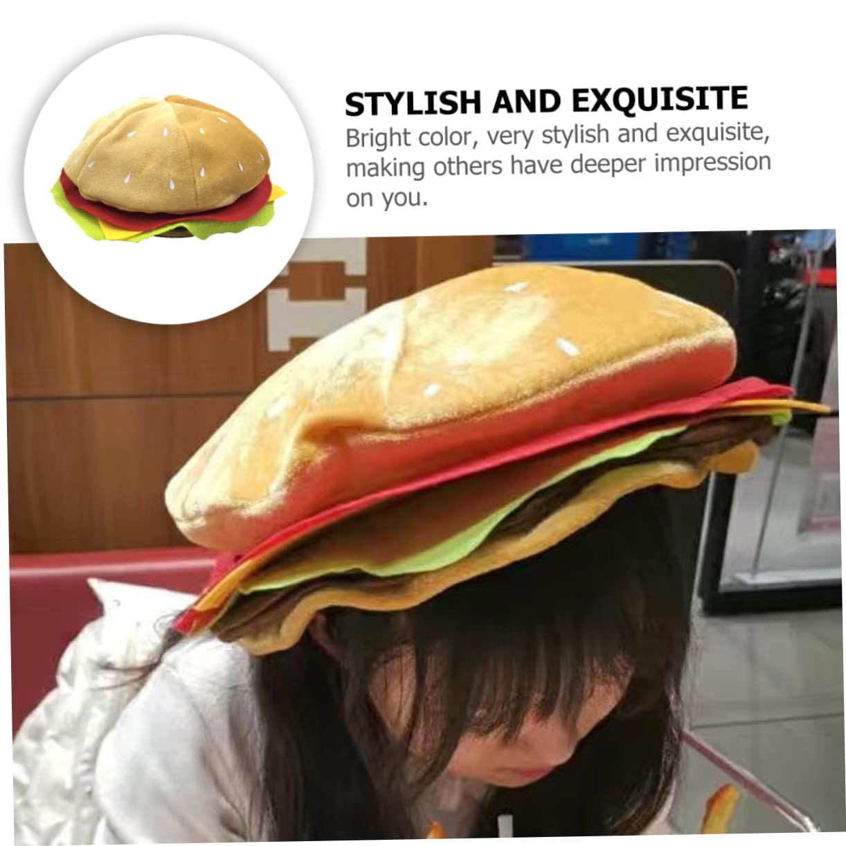 4piezas Sombrero De Hamburguesa Divertido Cosplay y Halloween Gorro De Diseño Adorable y Original Para Adultos