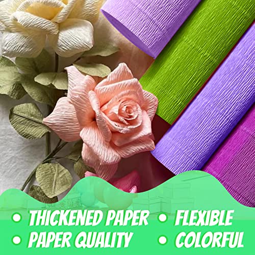Papel crepe, 6 rolos de papel crepe, 25,4 cm x 2,3 m, arranjos florais artificiais, faça você mesmo,