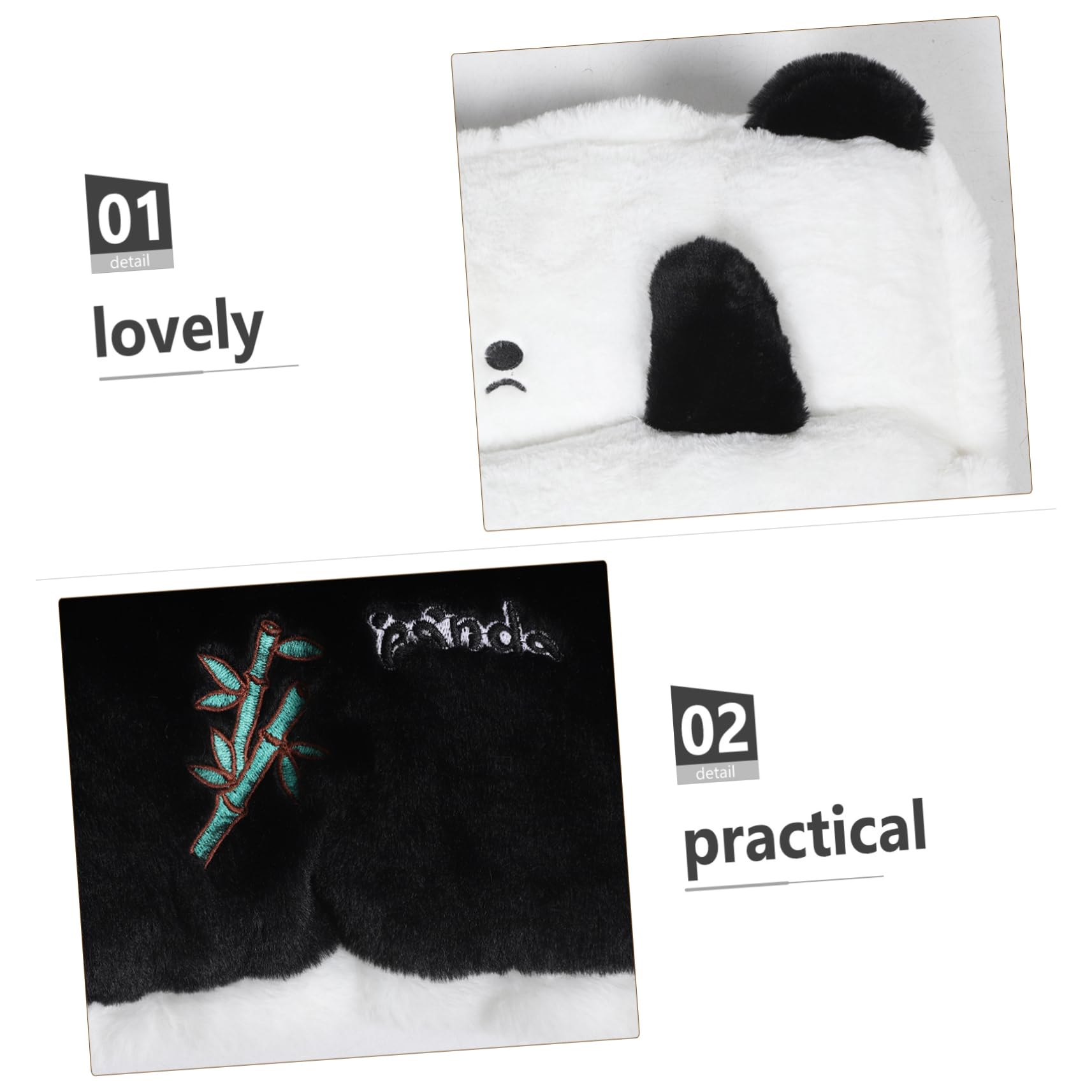 MAGICLULU Gepolstertes Gartensitzkissen aus Plüsch mit Panda Design Weiches Sitzkissen für Autofahrer Geeignet als Winter Auto Zubehör für Kaltes Wetter im Innenraum