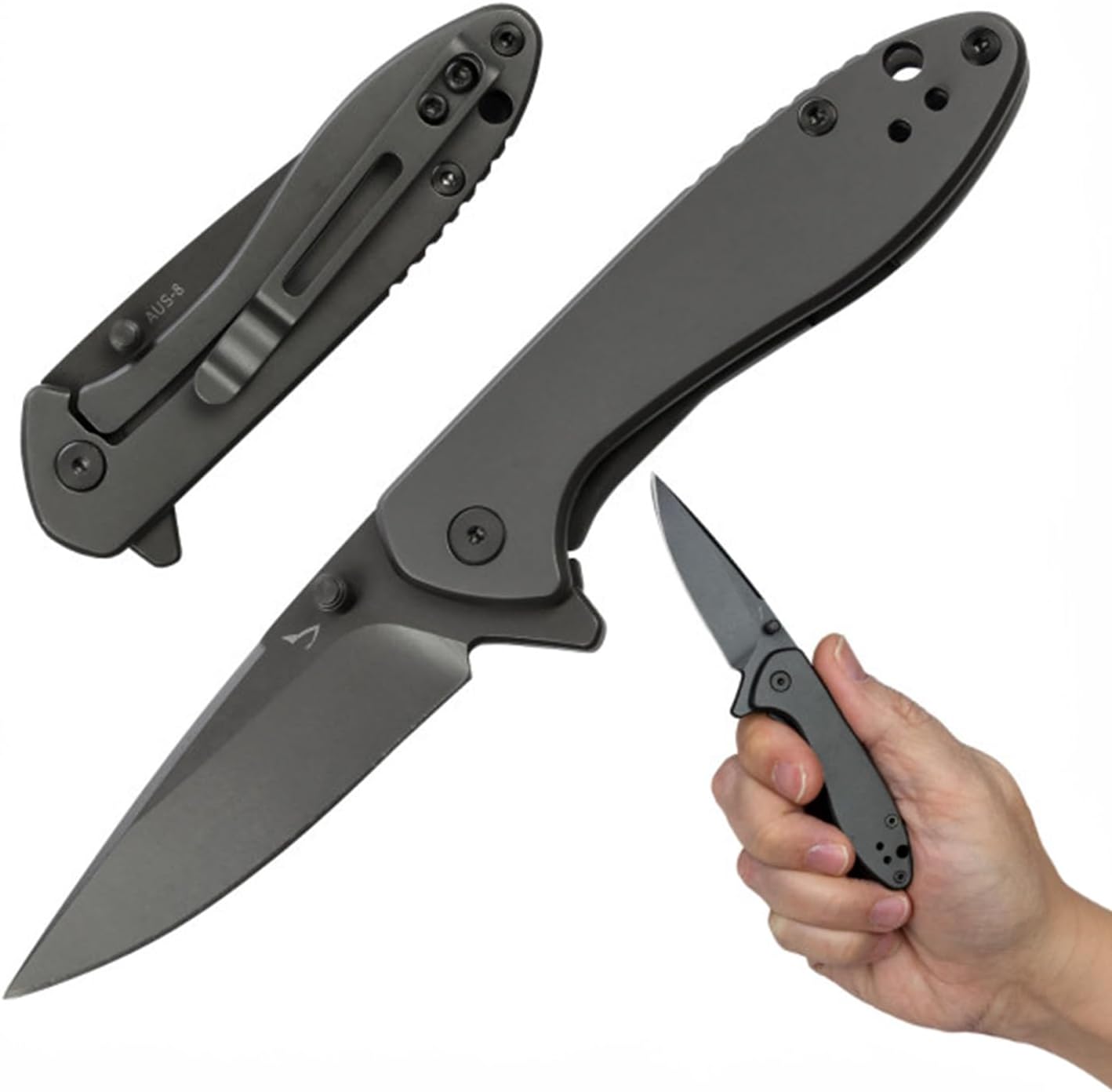 Folding Knife - G10 Handle, AUS-8 Stainless Steel Blade, 2.5" Sharp Blade, 5.75" Overall Length, Liner Lock, Reversible Clip, Ball Bearing Pivot, EDC