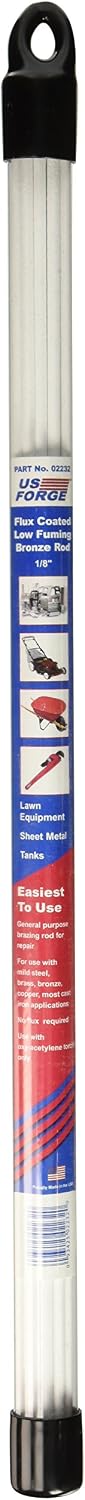 US Forge Welding Gas Welding Rods Flux Coated Low Fuming Bronze Brazing Rod 1/8-Inch by 18-Inch .8-Pound #02232