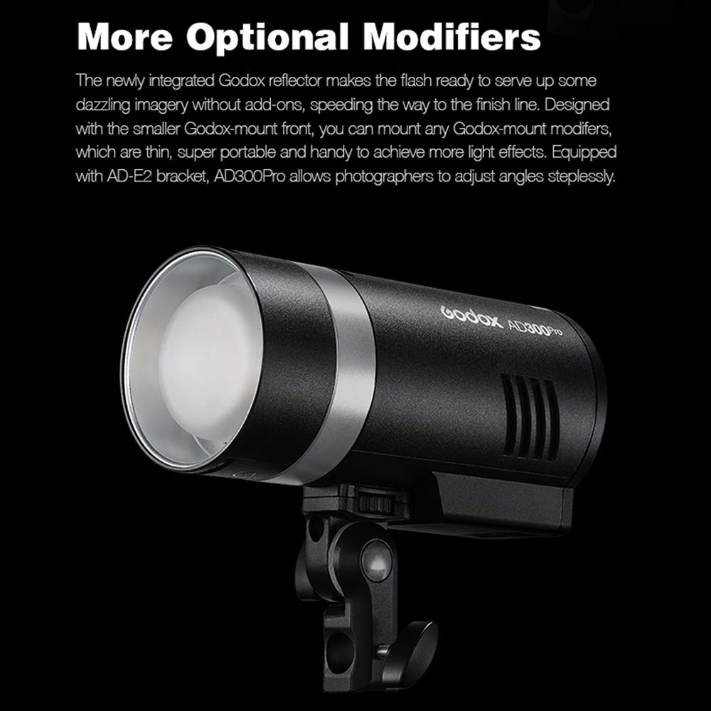 Godox AD300Pro Luz estroboscópica portátil para Exteriores 2.4G Inalámbrica 300Ws 5600K TTL 1 / 8000s Sincronización rápida 0.01~1.5s Compatible con CanonNikon Sony FUJIFILM Panasonic Pentax Olympus