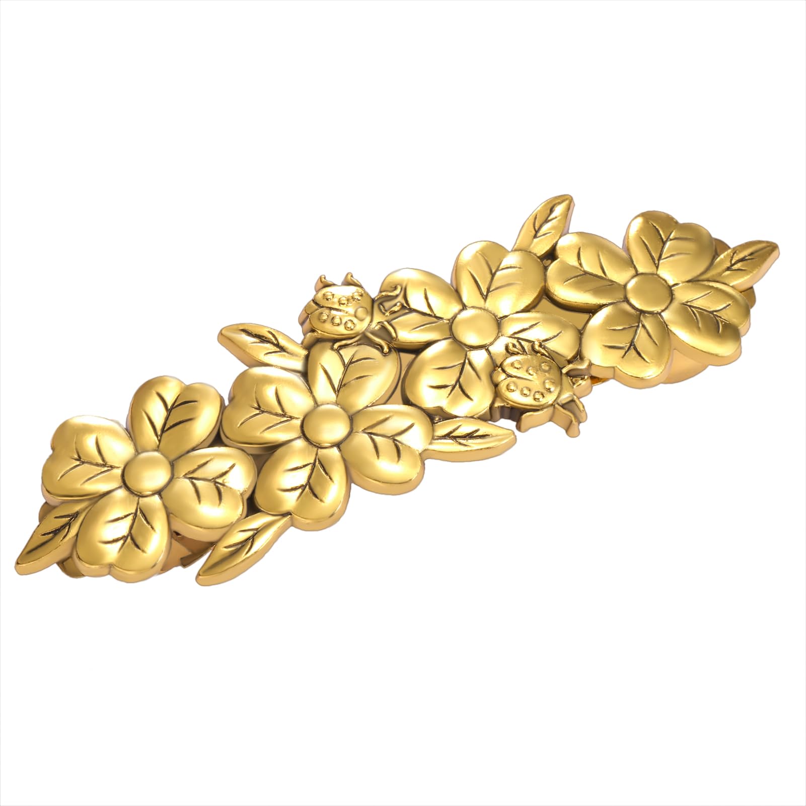 Dreamtimes Clover Lucky Hair Pins Ladybug Hair Clips Animals Hair Clips Ladybird Insect Hair Clip Hair Accessories Vintage Large Hand Crafted Metal Barrettes French Hair Clip for Women (Gold)