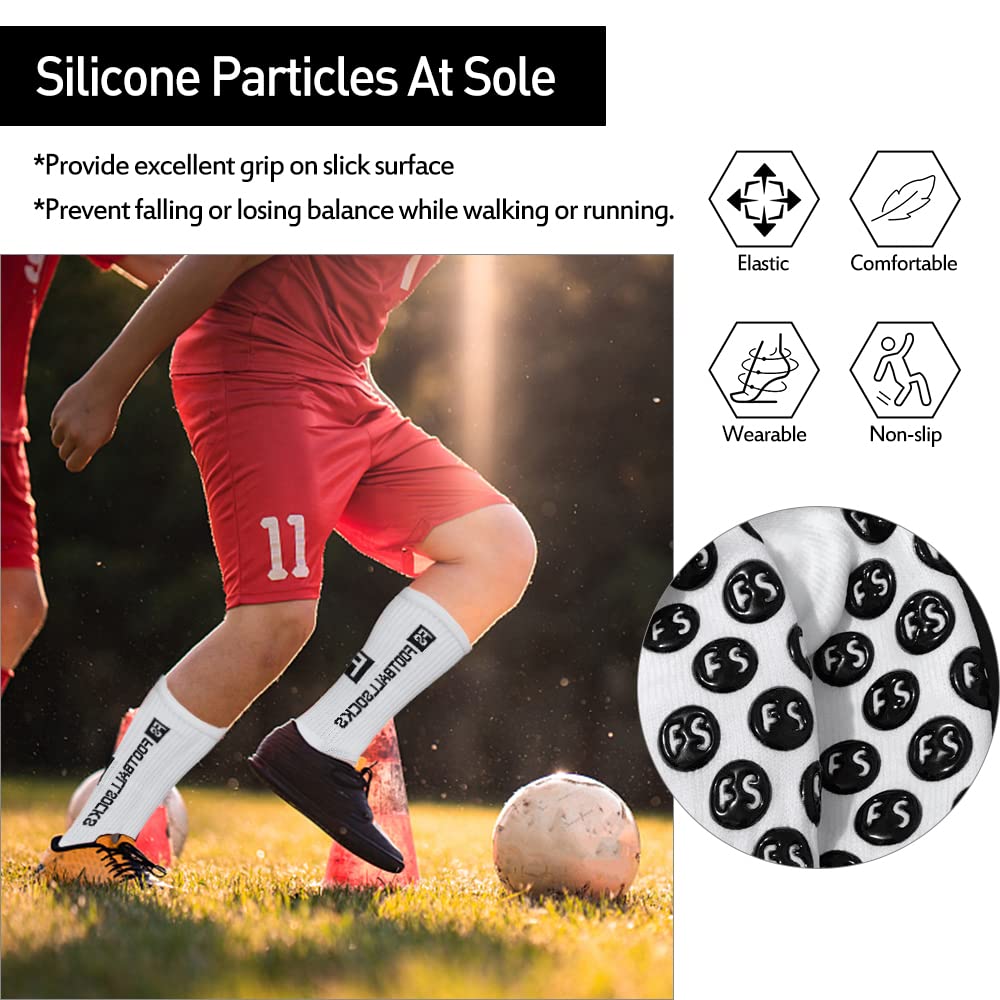Lixada Chaussettes de Football pour enfant Chaussettes de Sport en Plein Air Compression Chaussettes Sportives Chaussettes Antidérapantes avec Poignées - 3/6 Paires (39-46)