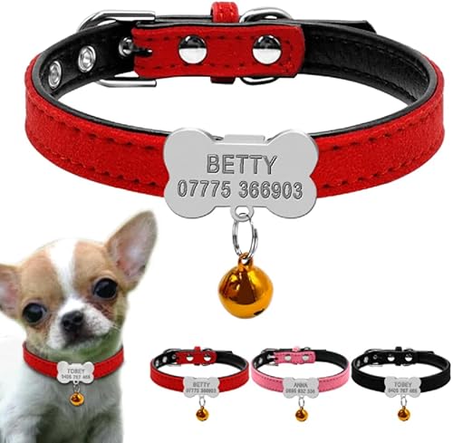 Collares personalizados para perros, collar de Chihuahua para cachorros, gatos, etiquetas de identificación con hueso, grabadas para perros pequeños Collares personalizados para perros, collar de Chihuahua para cachorros, gatos, etiquetas de identificación con hueso, grabadas para perros pequeños