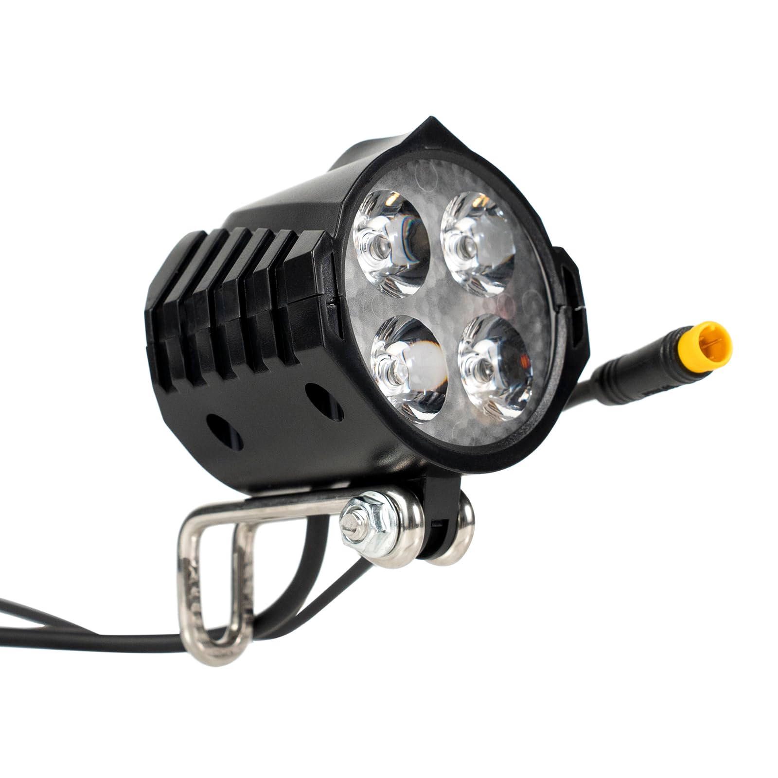 Electric Bike Headlight with Horn, 3-Pin Wired E-Bike Front Light Replacement, 4 LED Light for 24V 36V 48V 52V Electric Bicycles, Adjustable Mounting Bracket