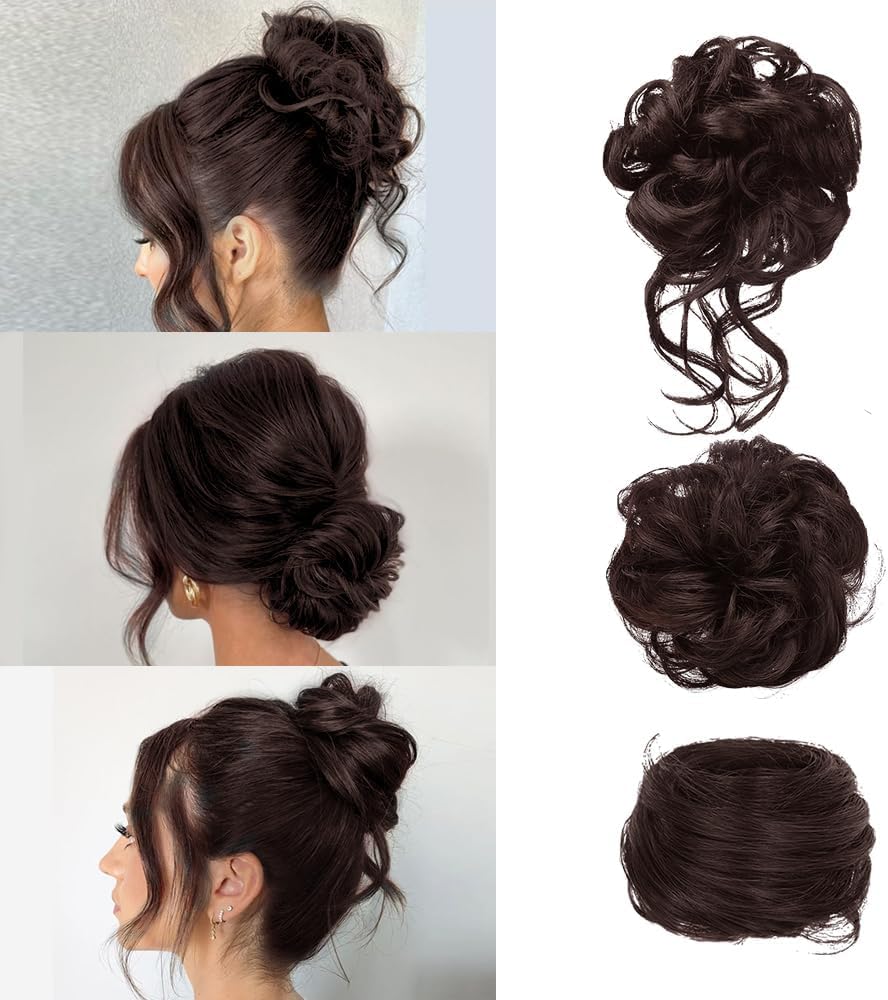Chignon Messy Bun Elastici Capelli Ricci Lisci Ondulati Accessori Acconciatura Donna Raccolto Alto Morbido Naturale