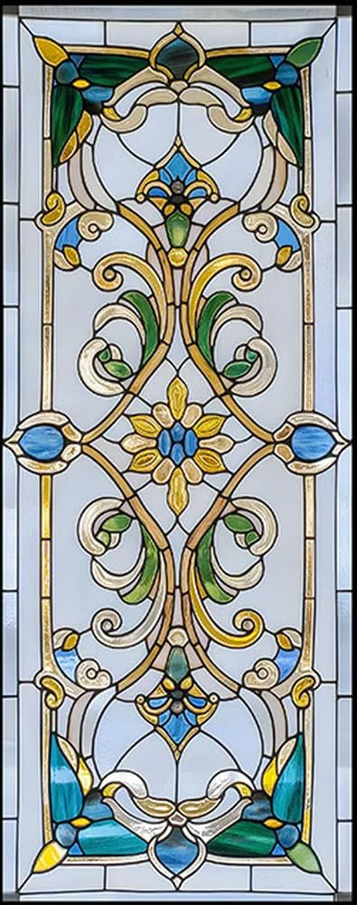 Retro Glass Film, American Colored Glass Film, Window Sticker Stained Glass Window FilM Static Cling Frosted/Etched