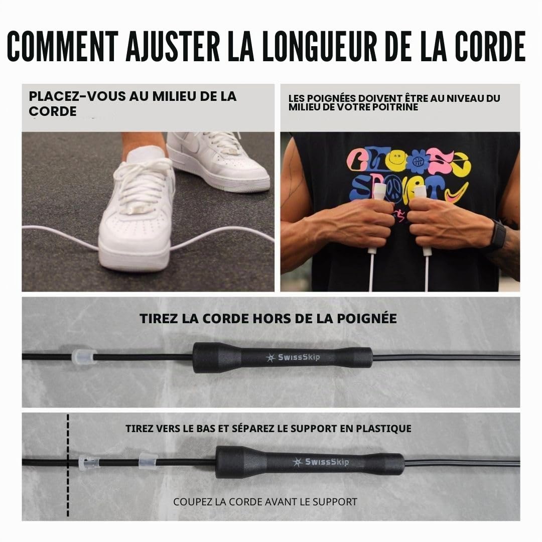 Swissskip Dayan Kolev Corde à sauter en PVC de 5 mm, idéale pour les athlètes débutants et avancés, conçue pour le fitness, le cardio, la boxe et le crossfit, longueur réglable avec poignées