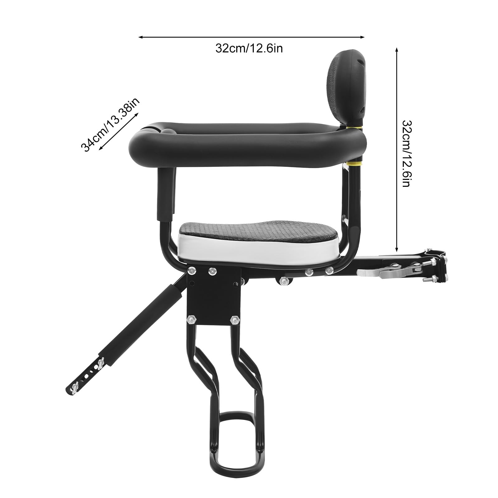Siège de vélo pour enfant avant, siège enfant avant – Fixation en deux points pour la stabilité, réglable et amovible, grande capacité de charge jusqu'à 80 kg, pour les enfants de 1 à 5 ans