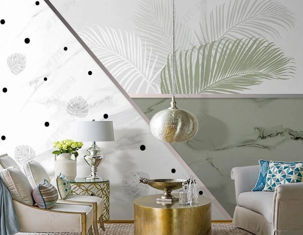 Papier peint vague de points pour agrandir un grand salon sombre