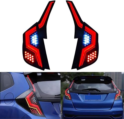 Miniatura 1 de inginuity time Luces traseras LED para Honda Fit Jazz 2014-2019, 4 unidades, animación de arranque, DRL, indicador secuencial negro (humo)
