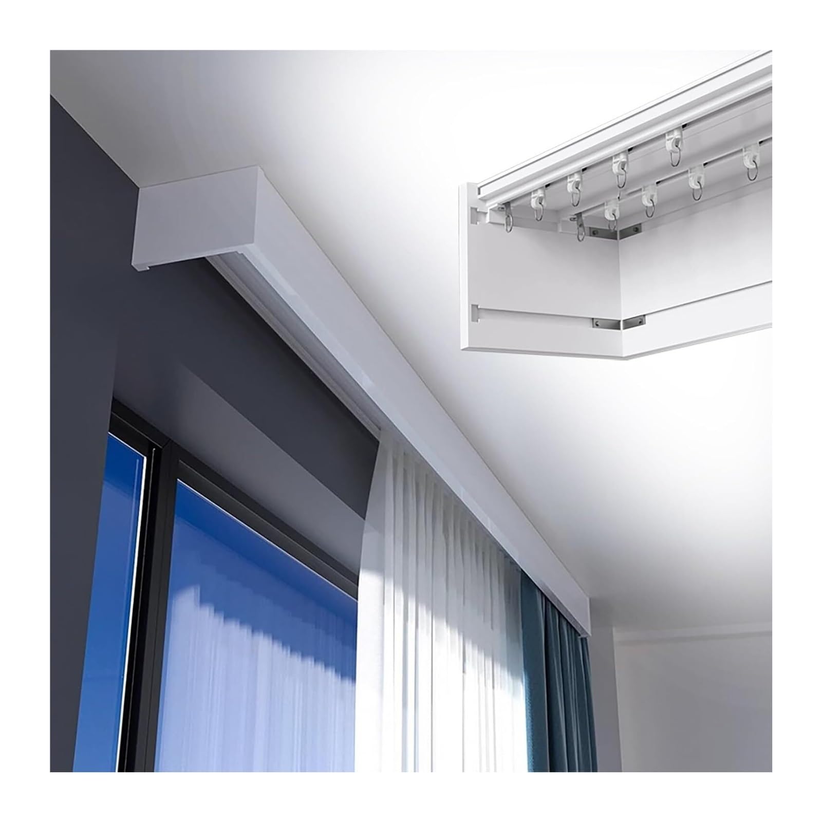 Double Track Curtain, Blackout Quiet Curtain Track With Valance Dual Aluminum Ceiling Wall Mount Multiple Sizes(Ceiling Mount,3.3m/10.8ft)