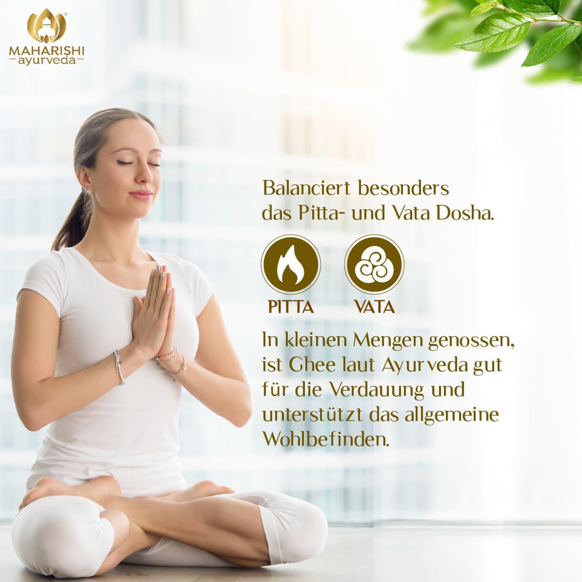Maharishi Ayurveda Bio Ghee, Gheebutter,Butterfett | Laktose-, zucker und glutenfrei zum Kochen, Braten und Backen | 500 g | 1er Pack