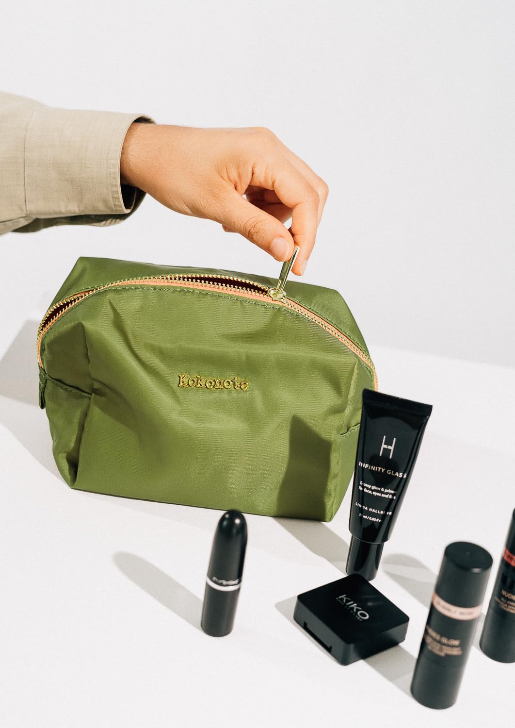 Kokonote Makeup Bag - Pesto Blossom, Green - Image 2